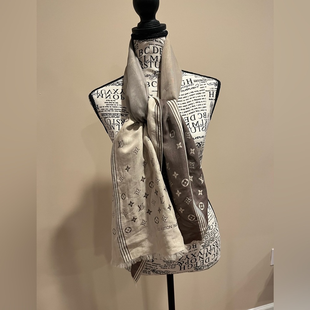 Louis Vuitton Monogram Silk Fringe Scarf